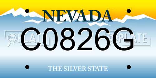 C0826G Nevada License Plate