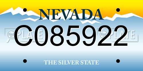 C085922 Nevada License Plate
