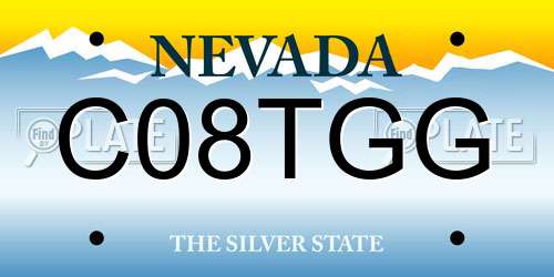 C08TGG Nevada License Plate