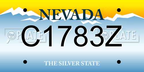 C1783Z Nevada License Plate