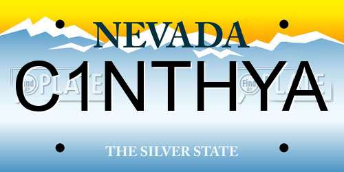 C1NTHYA Nevada License Plate
