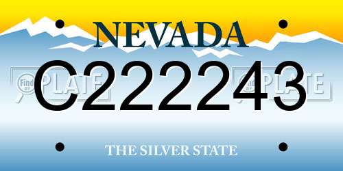 C222243 Nevada License Plate