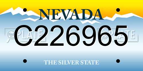 C226965 Nevada License Plate