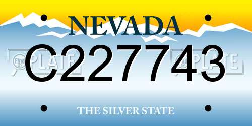 C227743 Nevada License Plate