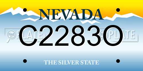 C2283O Nevada License Plate