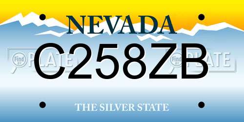 C258ZB Nevada License Plate
