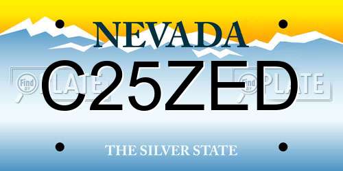 C25ZED Nevada License Plate