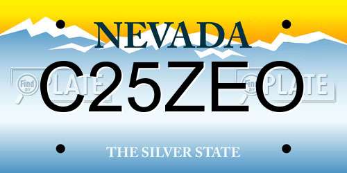 C25ZEO Nevada License Plate