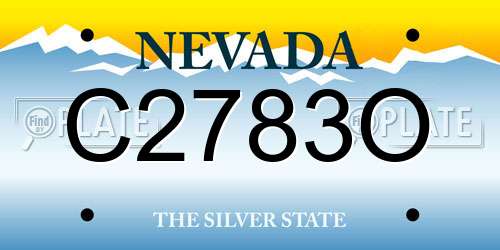 C2783O Nevada License Plate
