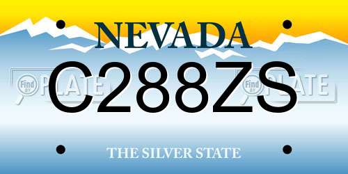 C288ZS Nevada License Plate