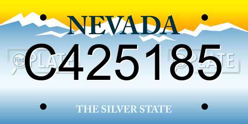 C425185 Nevada License Plate