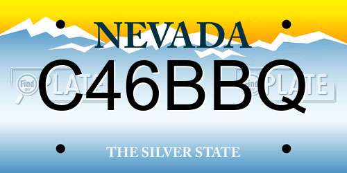 C46BBQ Nevada License Plate