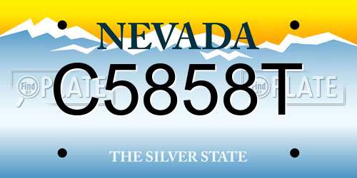 C5858T Nevada License Plate