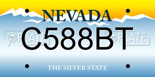 C588BT Nevada License Plate
