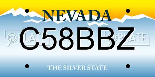 C58BBZ Nevada License Plate
