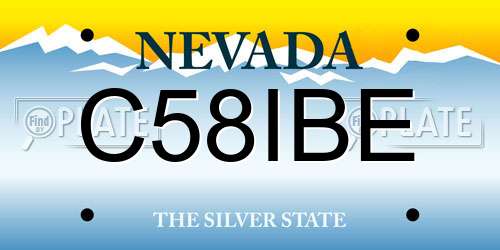 C58IBE Nevada License Plate