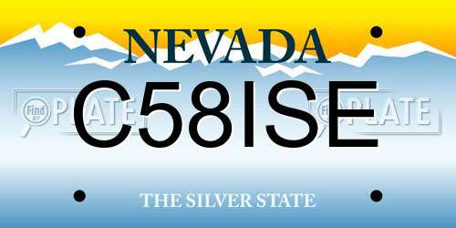 C58ISE Nevada License Plate