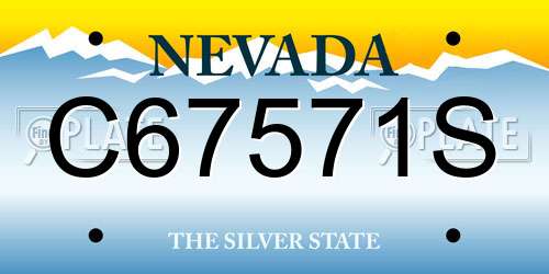 C67571S Nevada License Plate