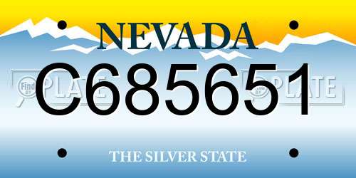 C685651 Nevada License Plate