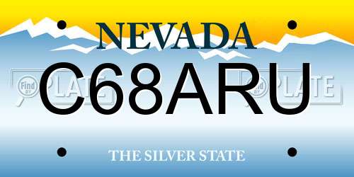 C68ARU Nevada License Plate