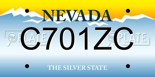 C701ZC Nevada License Plate