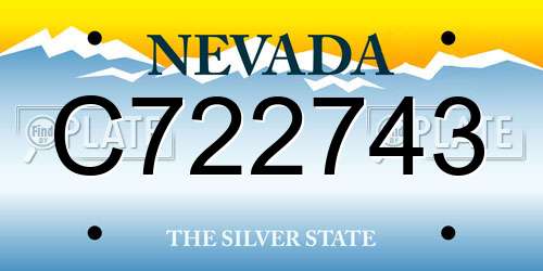 C722743 Nevada License Plate