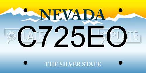 C725EO Nevada License Plate