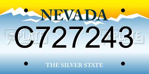 C727243 Nevada License Plate