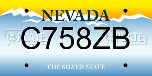 C758ZB Nevada License Plate