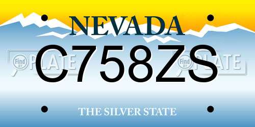 C758ZS Nevada License Plate