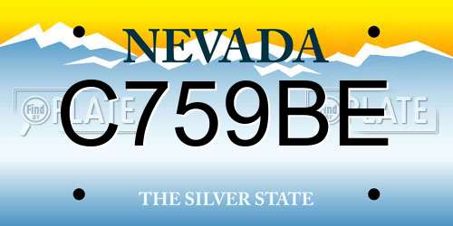 C759BE Nevada License Plate