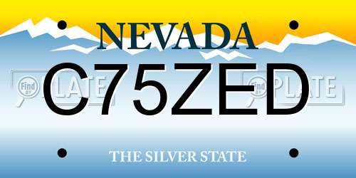 C75ZED Nevada License Plate