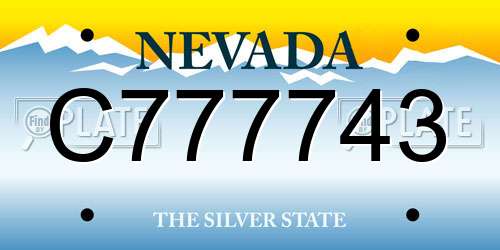 C777743 Nevada License Plate