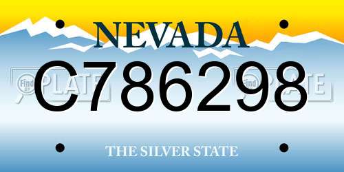C786298 Nevada License Plate