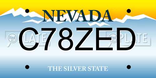 C78ZED Nevada License Plate
