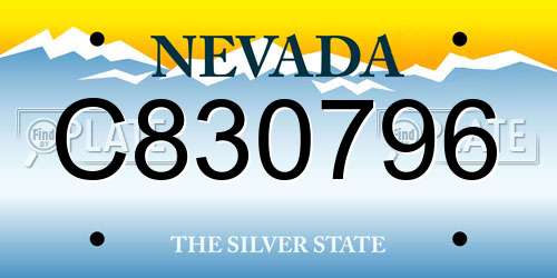 C830796 Nevada License Plate