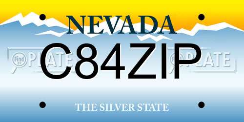 C84ZIP Nevada License Plate