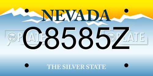 C8585Z Nevada License Plate