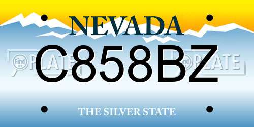 C858BZ Nevada License Plate