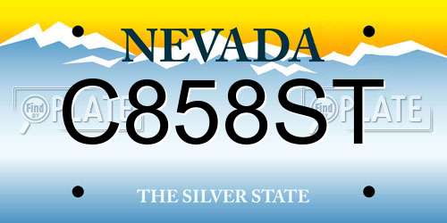 C858ST Nevada License Plate