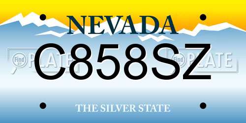 C858SZ Nevada License Plate