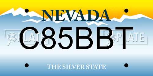 C85BBT Nevada License Plate