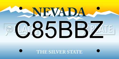 C85BBZ Nevada License Plate