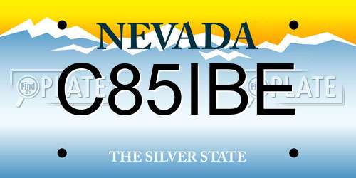 C85IBE Nevada License Plate