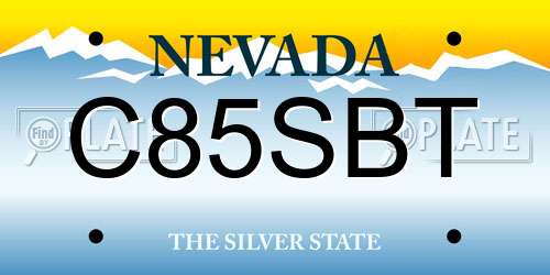 C85SBT Nevada License Plate
