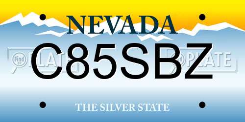 C85SBZ Nevada License Plate