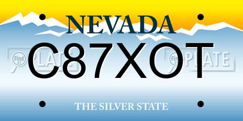 C87XOT Nevada License Plate