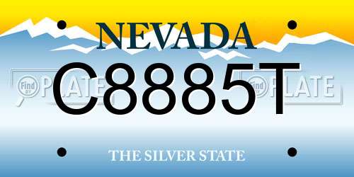 C8885T Nevada License Plate