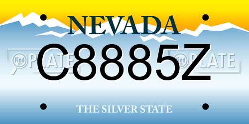 C8885Z Nevada License Plate