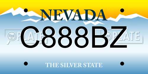 C888BZ Nevada License Plate